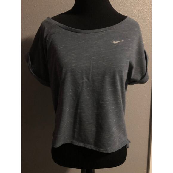 Nike running women's gray/blue crop top size small reflective short sleeve - Picture 1 of 5